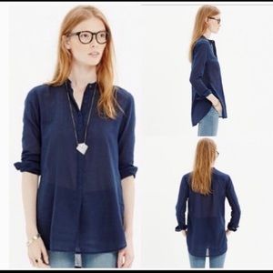 Madewell Indigo Sheer Long Sleeve Blouse